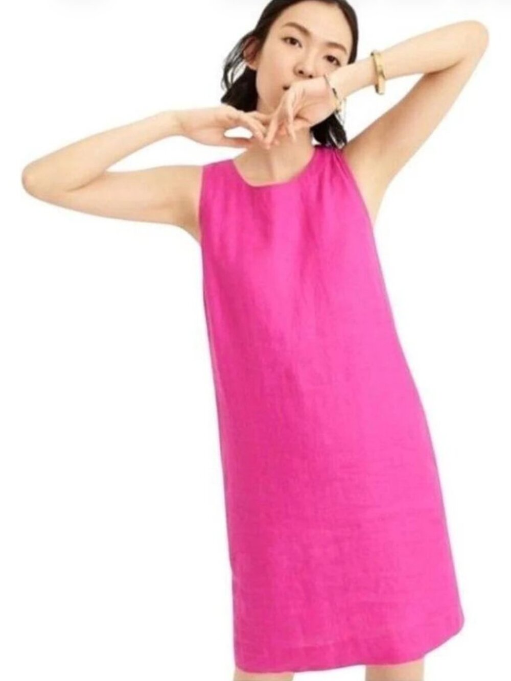 J. Crew Bright Pink Sleeveless Mini Shift Dress Size 4